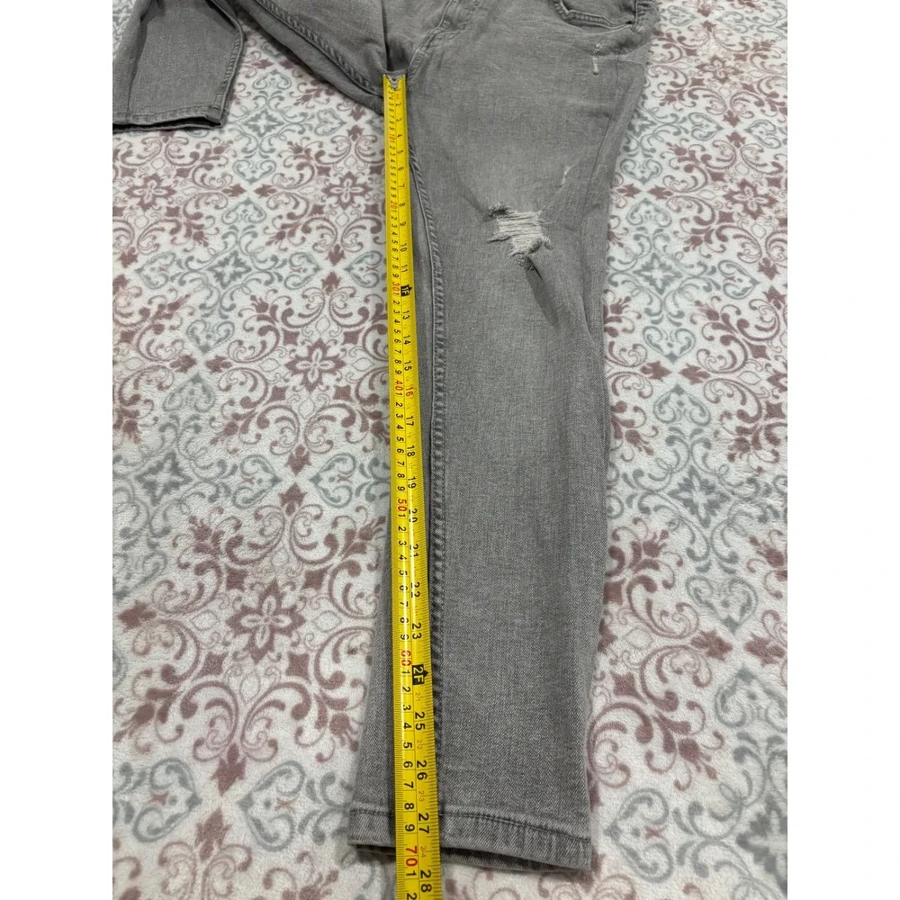Pull&Bear Mens Grey Distressed Carrot Fit Tapered Jeans Size 32 Slim Stretch